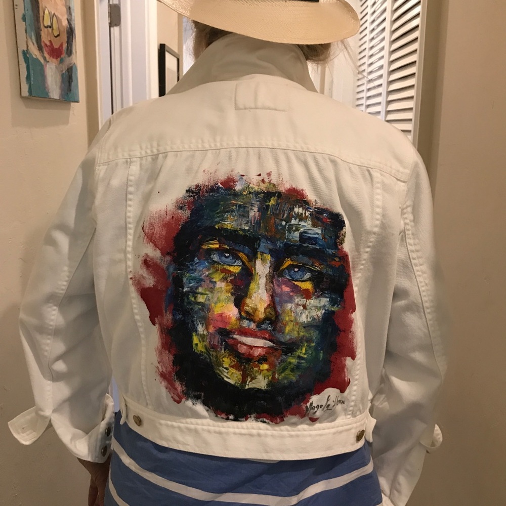 Traditional Denim White jacket by Magda Henao